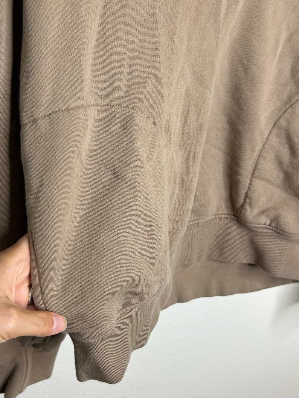 MATE The Label 100% Organic Cotton Fleece Quarter Zip Sweatshirt in Mushroom - Picture 13 of 13